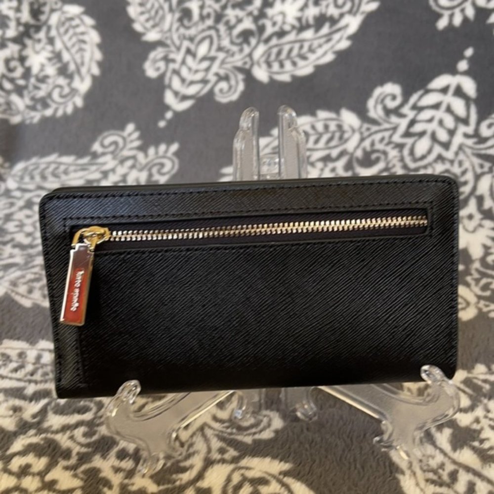 Kate Spade Staci Large Slim Bifold Wallet Black - Picture 9 of 16